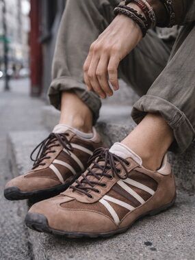 TSUBO Brown and Cream Casual Sneakers